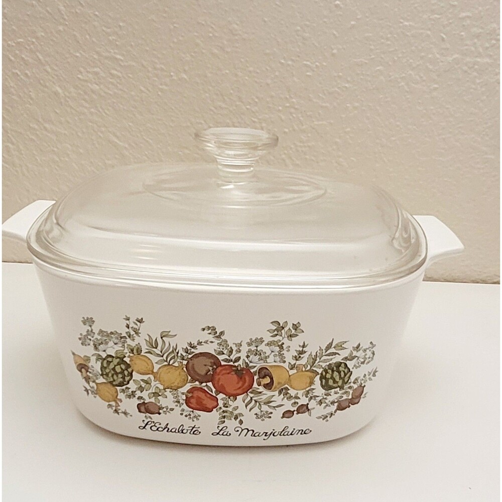 VINTAGE CorningWare L’Echalote 2.5 Qt Casserole Dish w/ Pyrex Lid USA MPN A-3-B
